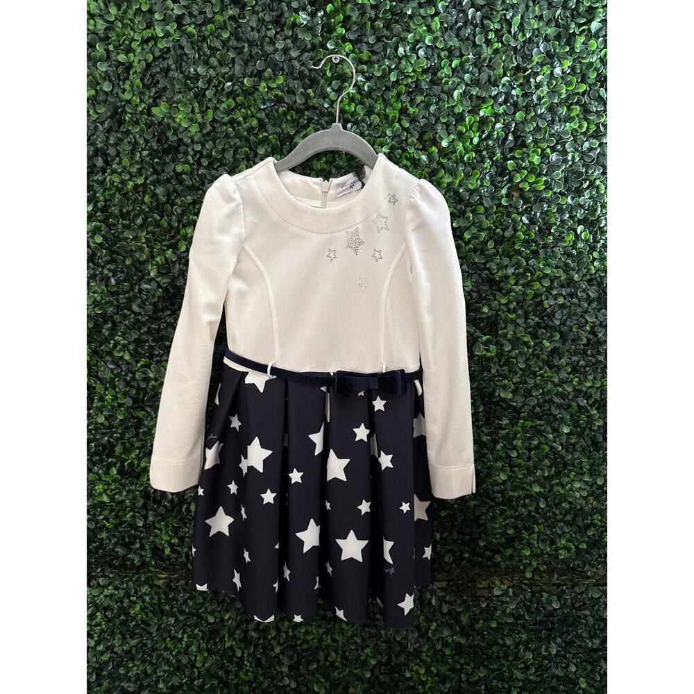 NWT Monnalisa, Designer Girls Dress, Toddler Dress With Stars, Size 4